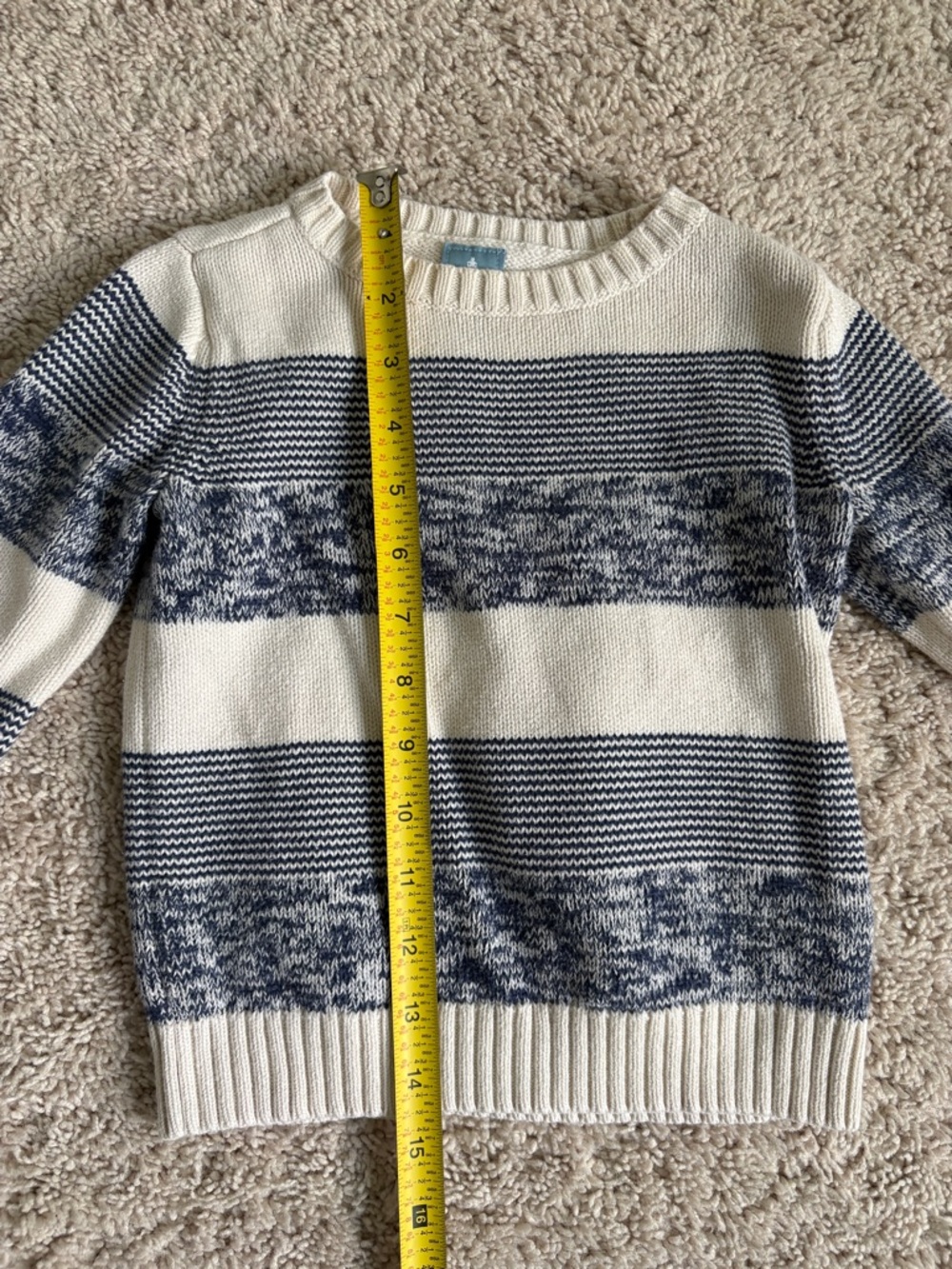 Baby GAP 2T Cream and Navy Striped Crew Neck Sweater 100% Cotton - Picture 9 of 10